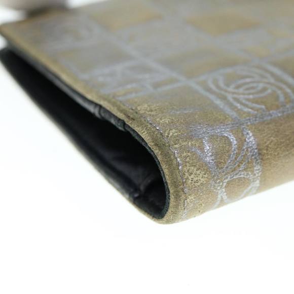 CHANEL Icon Line Wallet Leather Silver CC Auth 61875 - Picture 7 of 16